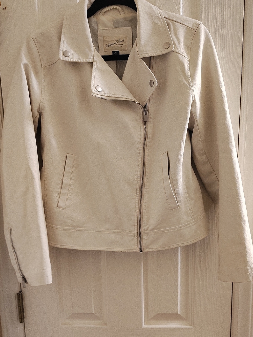 Universal thread Cream Asymmetrical Zip Moto Jacket